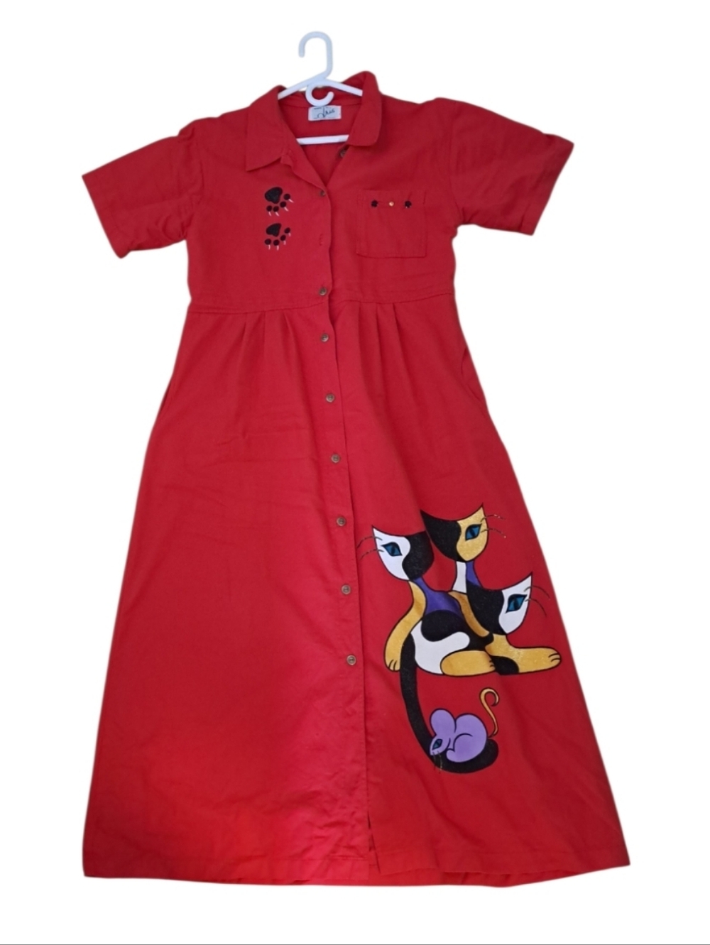 Dress with Multicolor Cat Motif =pockets= ❤️‍🔥😻